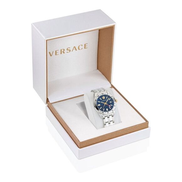 Versace Greca Time GMT Watch Grey Mens - Picture 4 of 6